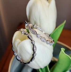 Diamonique Milgrain Detailed Hoops